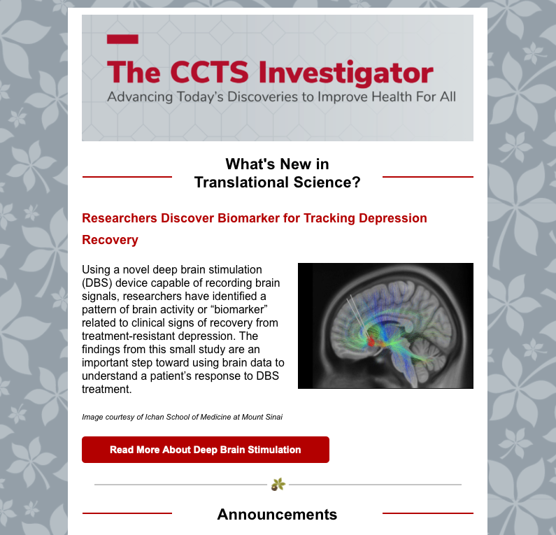 headline of October edition of CCTS Investigator