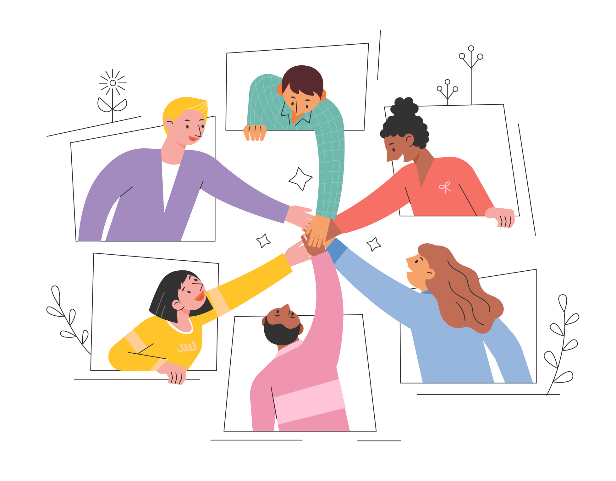 illustration of people coming together